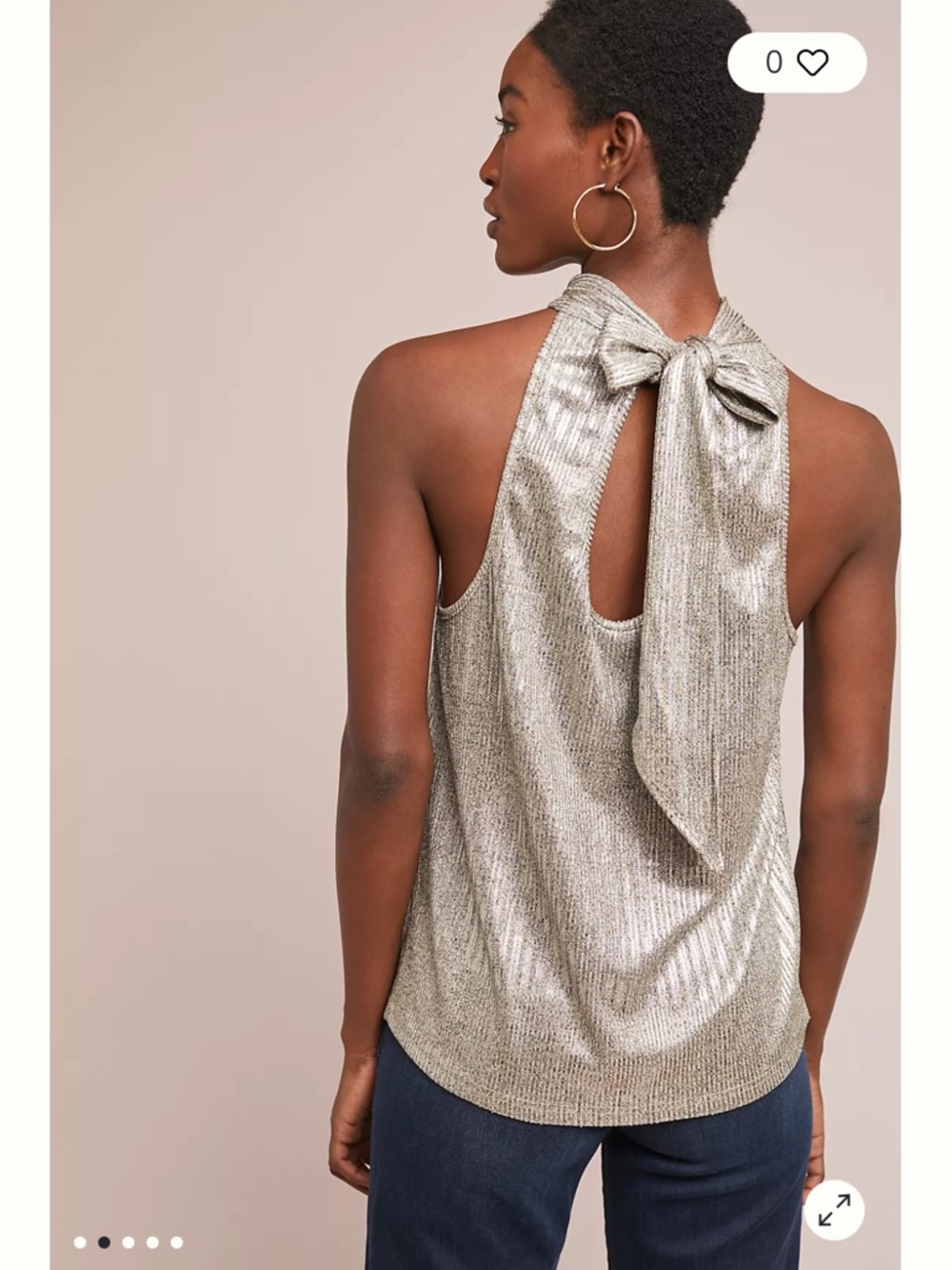 Anthropologie Maeve - High Neck with bow shimmery tank top